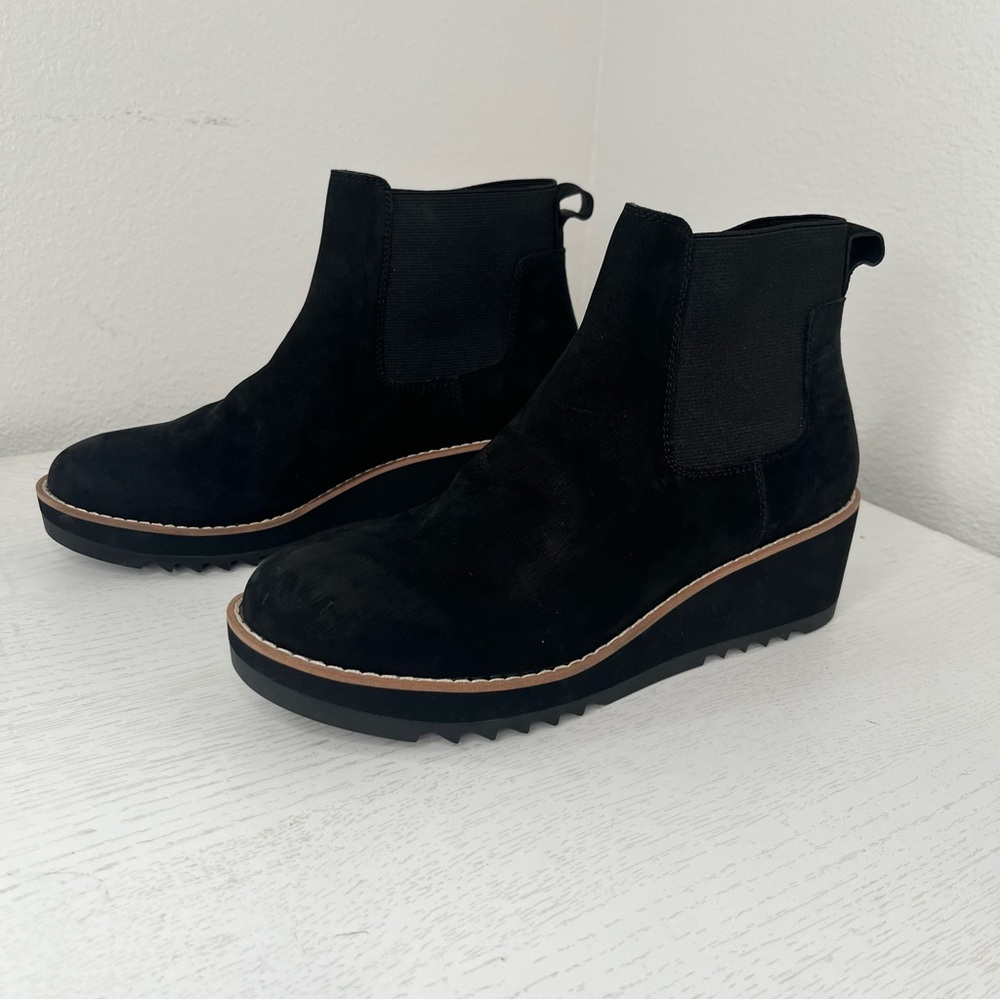 Eileen Fisher Black Lilou Nubuck and Recycled Stretch Knit Bootie Women's Size 7 - Picture 3 of 8